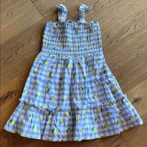 Janie & Jack Girls Blue Gingham Lemon Print Sundress